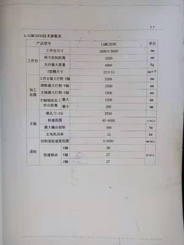 出售永立重机2x3米龙门加工中心