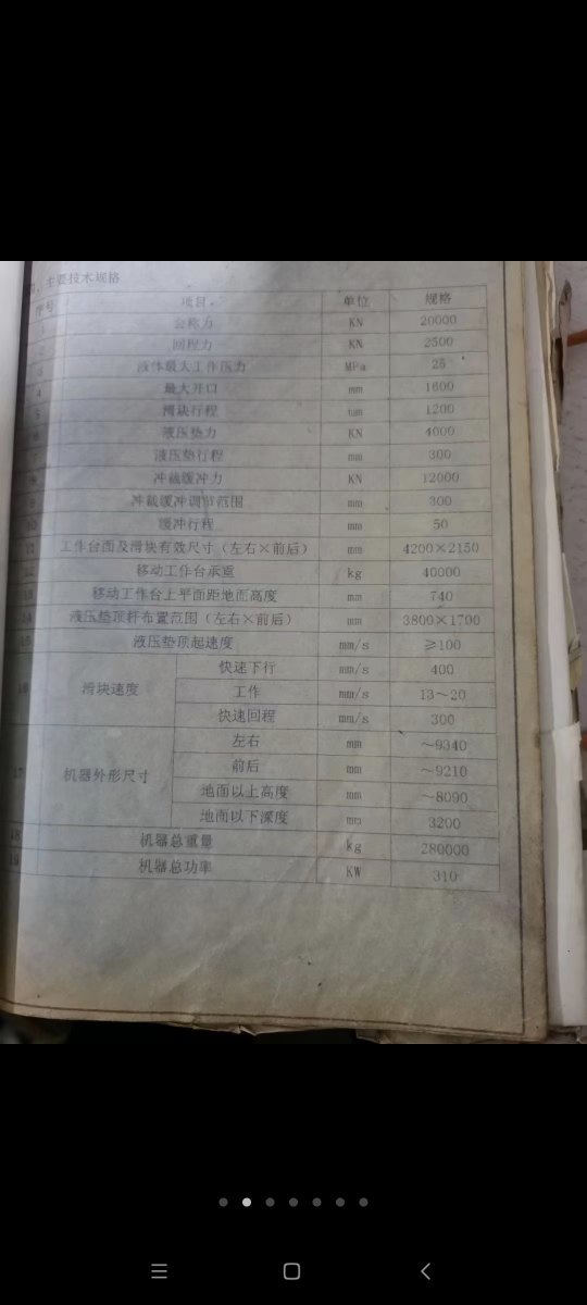 急售：2005年框架式新款2000吨液压机，天津锻压产，新款，台面4.2米乘2.15.