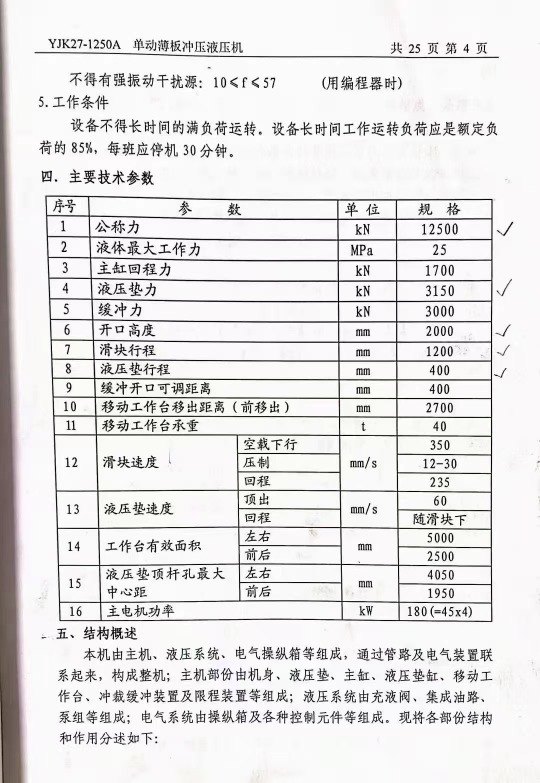 出售：重庆江东2010年-单动薄板冲压液压机YJ27-2000t.1250t各一台.移动台2..