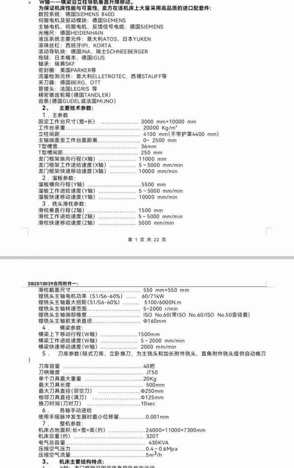 济南二机床4.510米，动梁动柱龙门加工中心。西门子840.