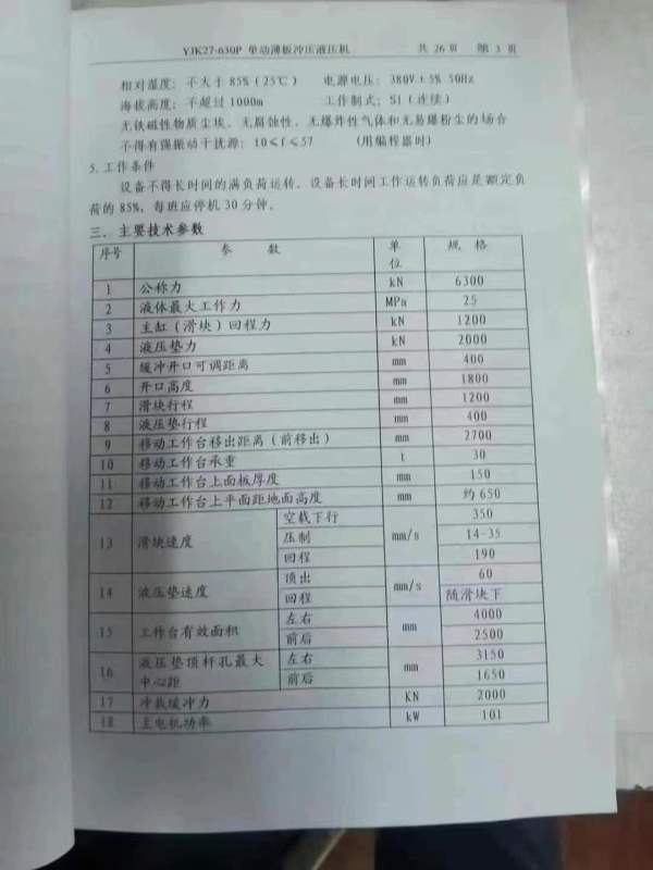 江东630吨框架液压机，后两台_大台面
