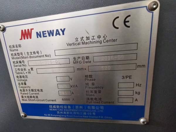 纽威903S立式加工中心发那科0i-MD系统行程:850-520-56.