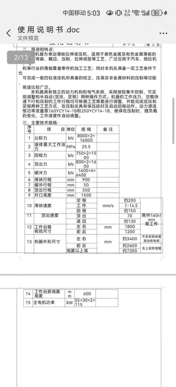 扬力1600吨框架液压机，台面1200x1800，开口1500，行.