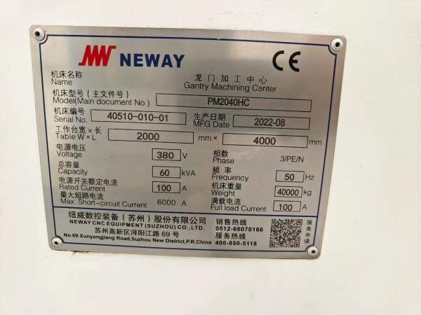 仓库新到一台纽威4028数控龙门，Z轴400x400方滑枕，带.