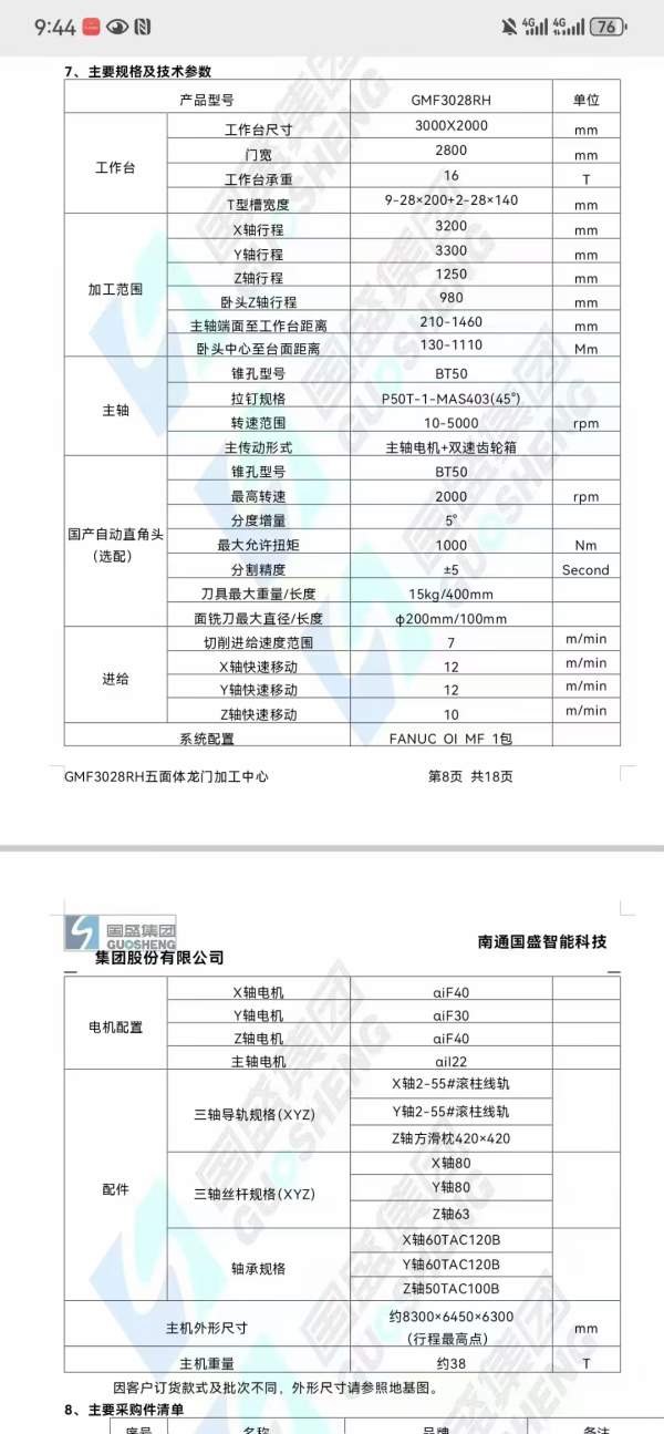 南通国盛3028龙门加工中心，2023年设备，带全自动铣头.