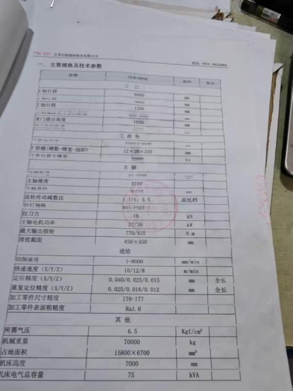 出售：台牧龙门加工中心，门宽3600，门高1800，行程13.