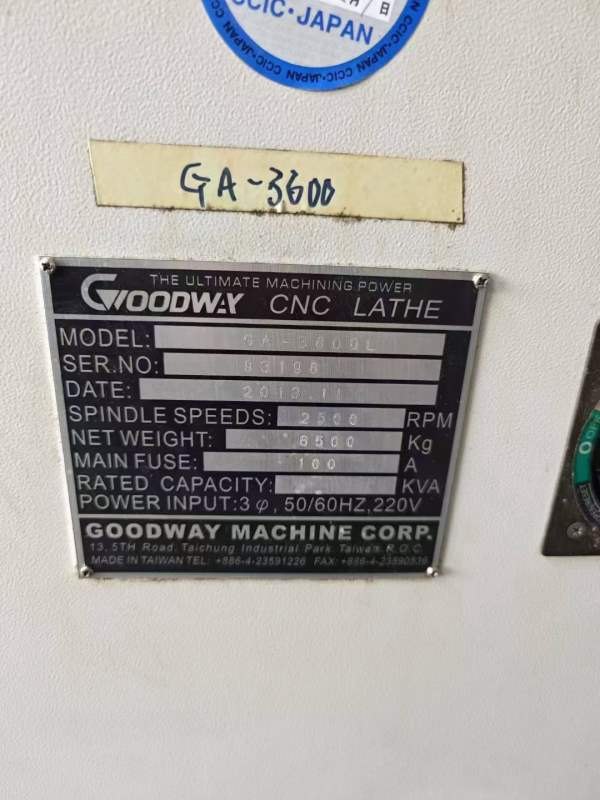 台湾原装进口程泰GA3600L数控车床，台湾15寸中空液压.