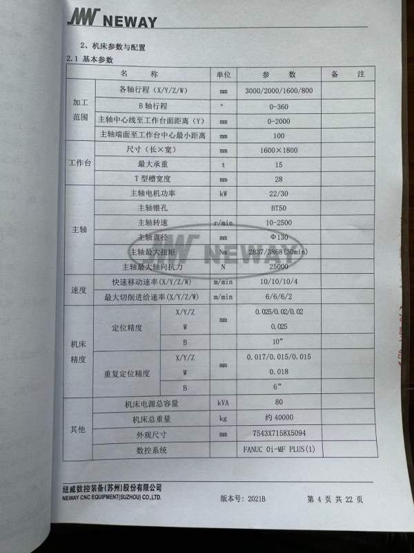 上海工厂拿下纽威130数控刨台镗床，5轴4联动，工作台2.