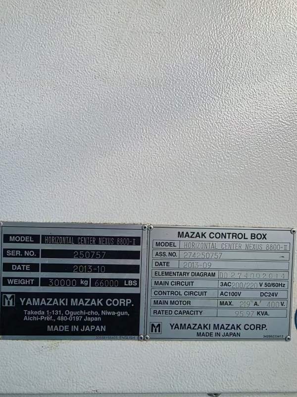 同款两台日本马扎克HCN8800-II卧式加工中心，马扎克MA.