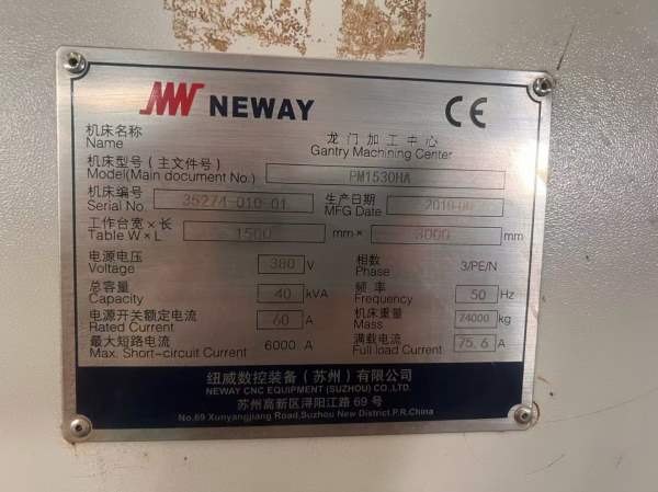 纽威PM1530HA。工作台1.5X3米，门宽1.8米，门高1.2米.