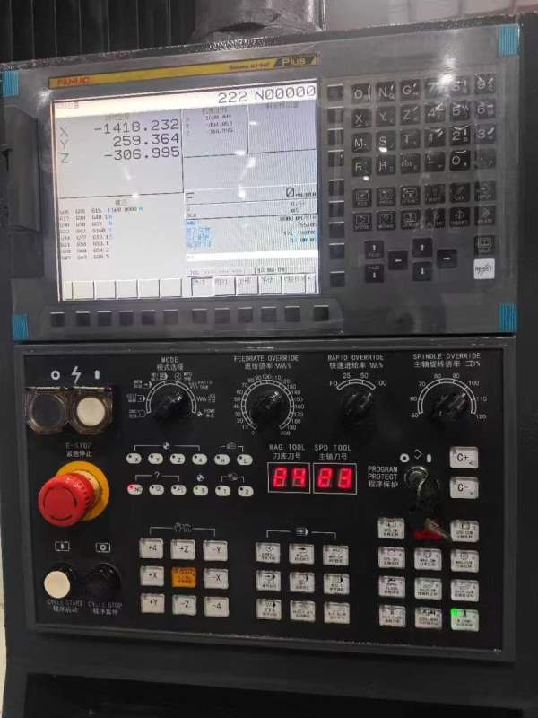 上海斌盛2013龙门加工中心发那科MF Plus系统BT50主轴.