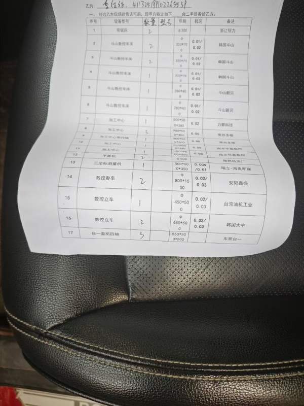 人在现场，在位出售数控机床设备一批，具体可看清单，.