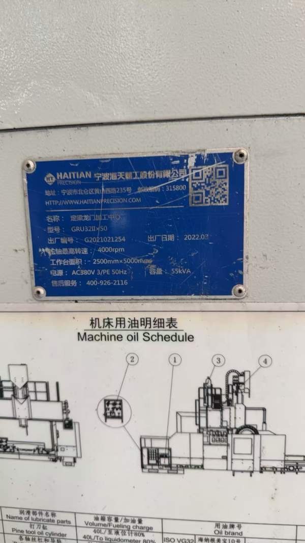 刚刚到货重型龙门GRUII32X50工作台2500X5000门宽3250.