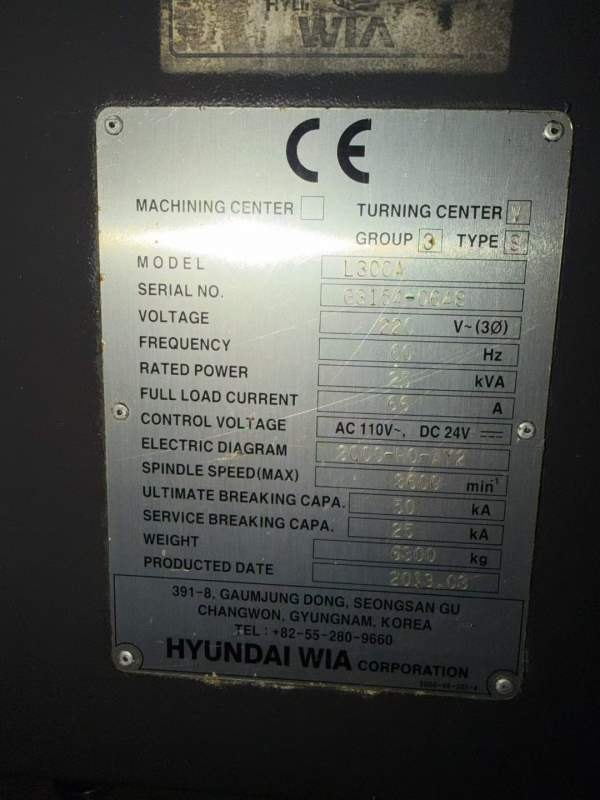 韩国威亚HYUNDAIWIAL300A数控车床！高低档齿轮变速！.