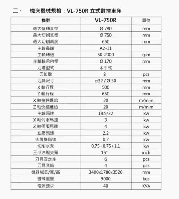 台湾油欣750数控立车同款5台，发那科TD系统，回转直径.