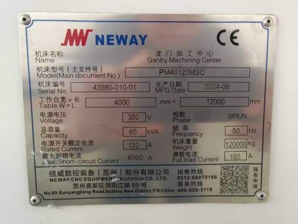 9.9成新的顶配纽威PMMSC动柱龙门加工中心。这台设备搭.