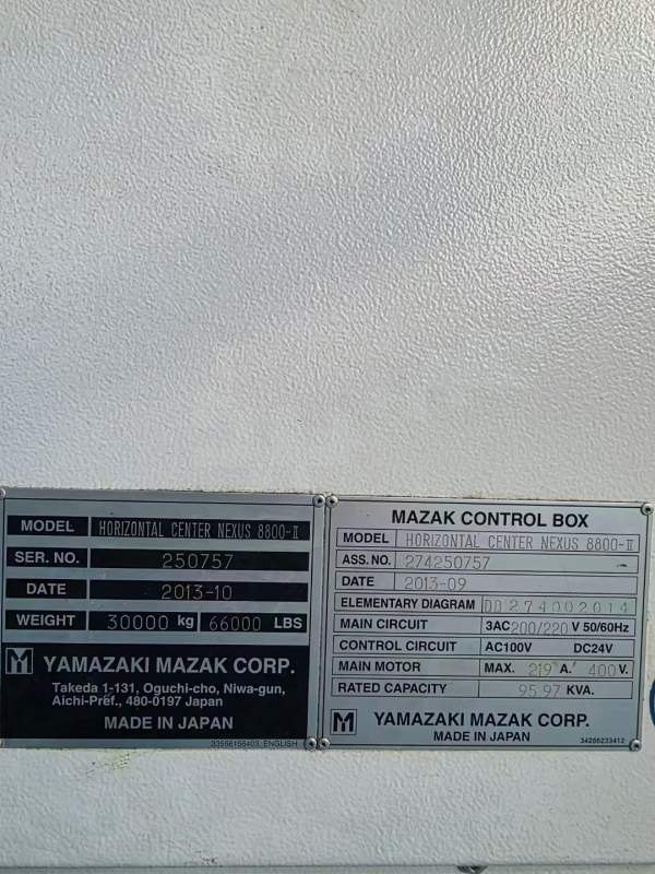 日本马扎克HCN8800-II卧式加工中心，马扎克MAZAK卧式.