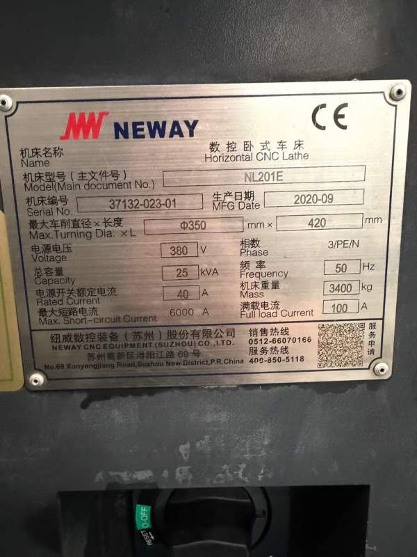 同款2台纽威8寸卡盘数控车床，纽威NL201E，安装少用，.