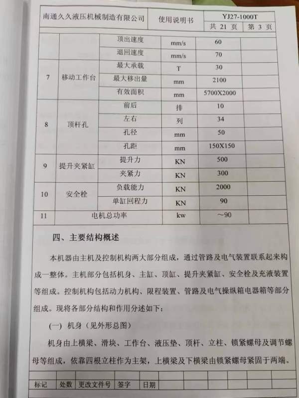 南通1000吨液压机，稀有的大台面57002000