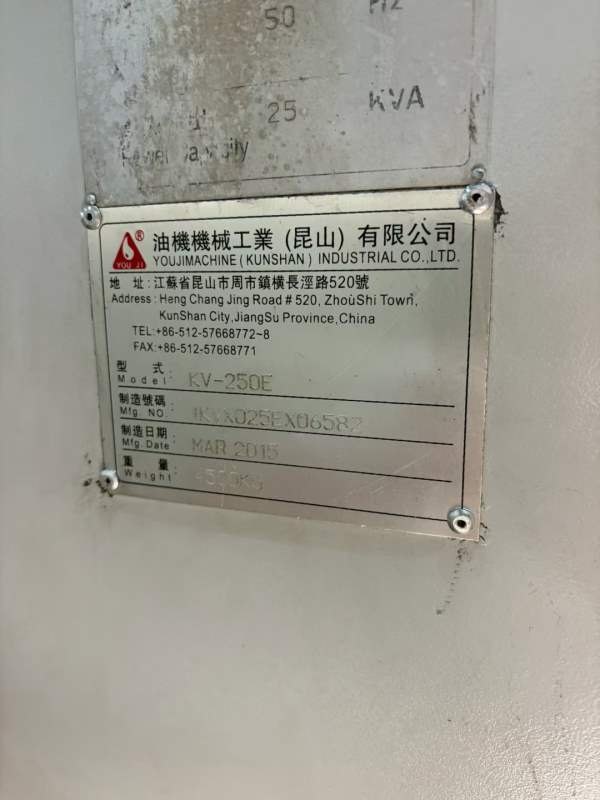 台湾油机KV-250E数控立式车床发那克Oi-TD系统床身回转.