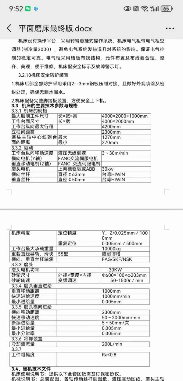 杭州HZ-K4020龙门平面磨，西门子系统 磨削工件尺寸：1.