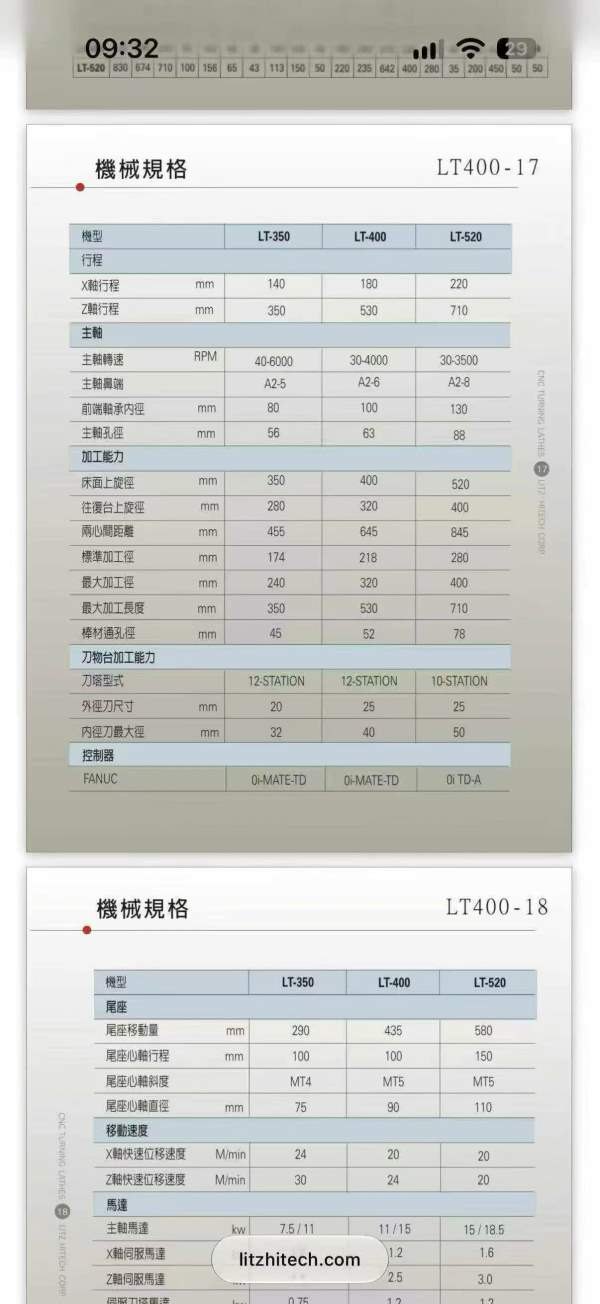 台湾丽驰LT520数控车床12寸卡盘，10工位刀塔，法纳克T.