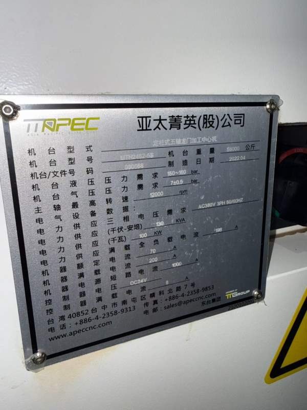刚刚拿下亚太精英6米五轴龙门加工中心。22年出厂，安.