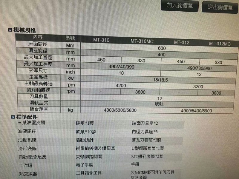 台湾胜杰310数控斜导轨车床 